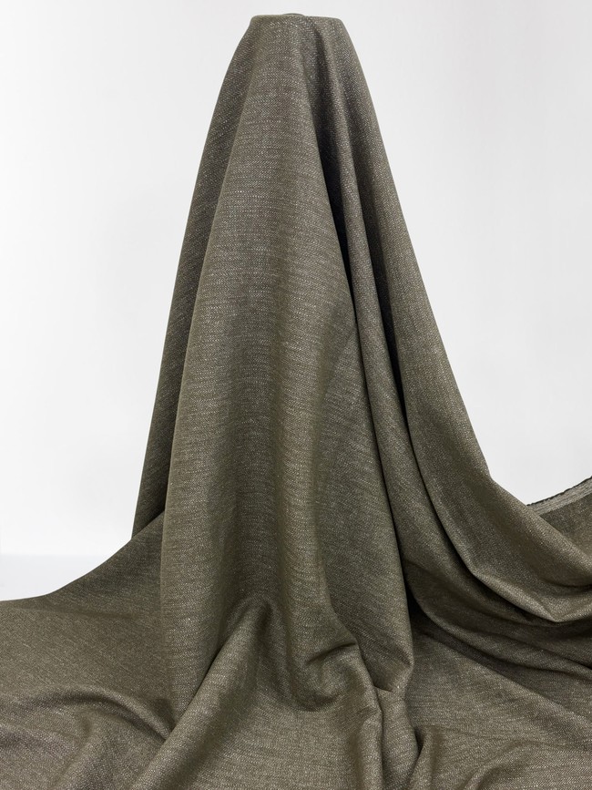 Olive Toned Chevron Wool / Linen Blend Suiting