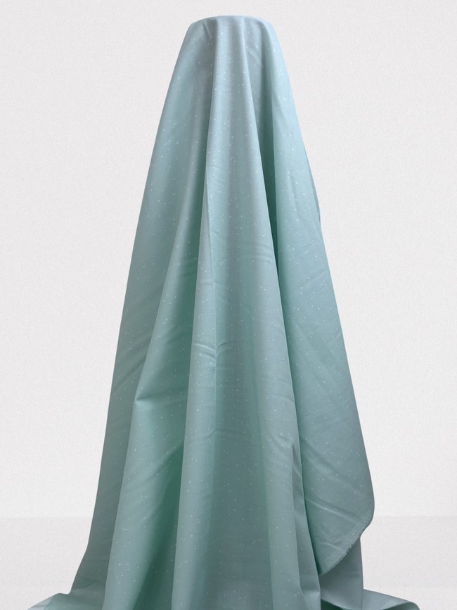 White Speckles on Soft Mint Printed Cotton