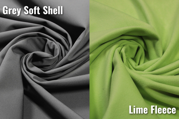 Waterproofed Soft Shell with Fleece Backing - Grey Shell/Lime Fleece
