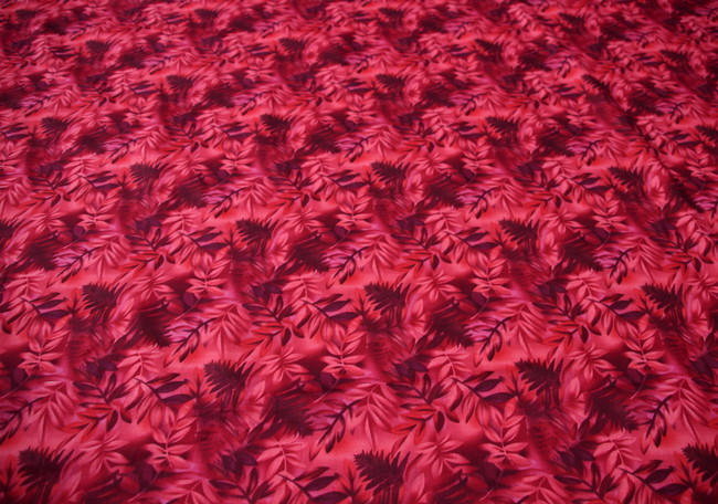 Red Leaves Printed Cotton New Image
