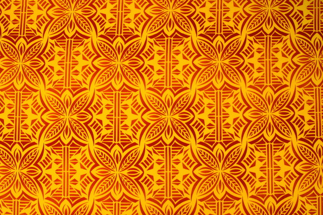 Burnt Orange on Daffodil Yellow Pasifika Dobby Cotton