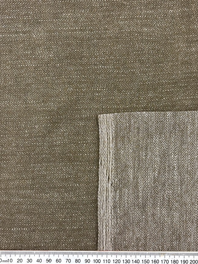 Olive Toned Chevron Wool / Linen Blend Suiting
