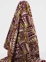 Rust & Chartreuse Frangipani Pacific Island Cotton Dobby