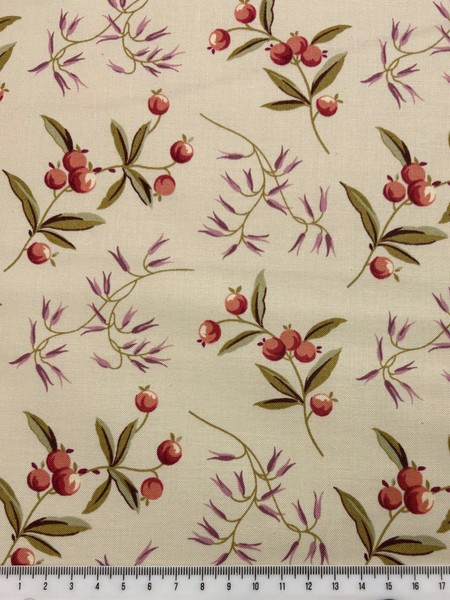 Berries on Beige Printed Cotton