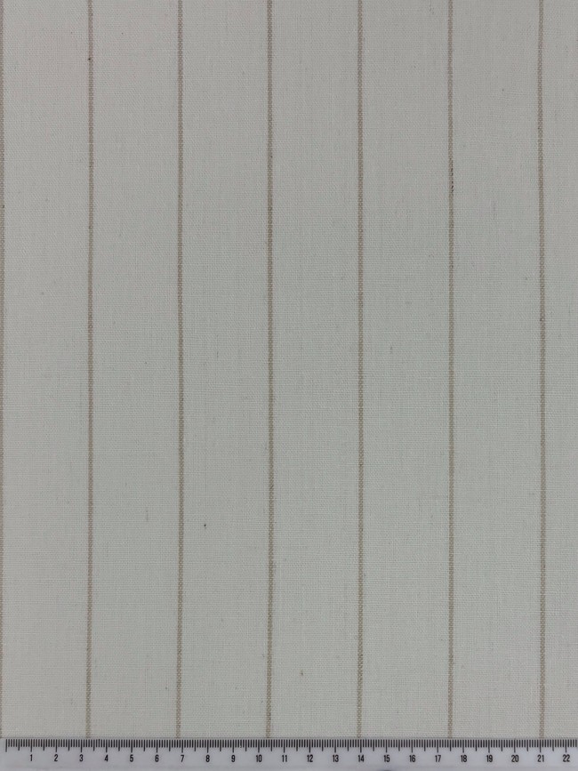 Neutral Pin Stripes on Off White Linen Cotton Blend