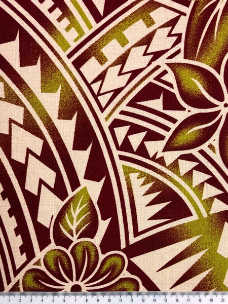 Rust & Chartreuse Frangipani Pacific Island Cotton Dobby