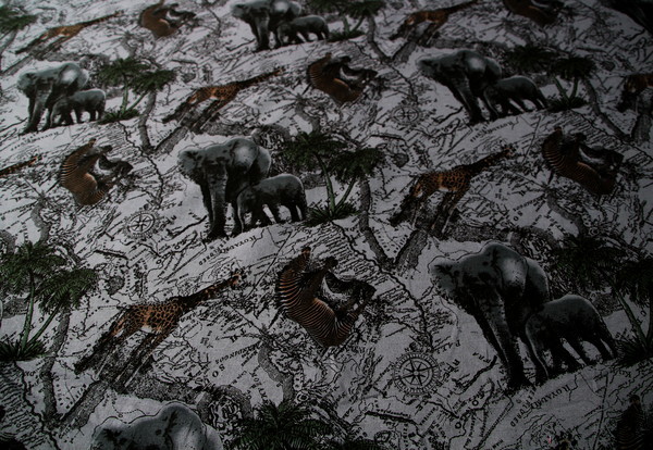 Charcoal - Safari Print Cotton Linen Blend