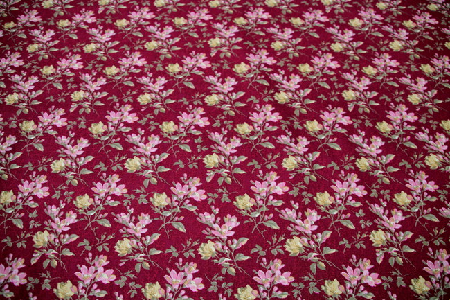 Flowers on Wine Printed Cotton New Image