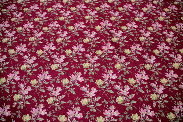 Flowers on Wine Printed Cotton New Image