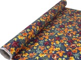 Foiled Autumn Leaves on Airforce Blue Printed Cotton