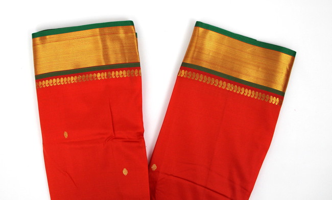 Mandarin, Gold & Green Saree