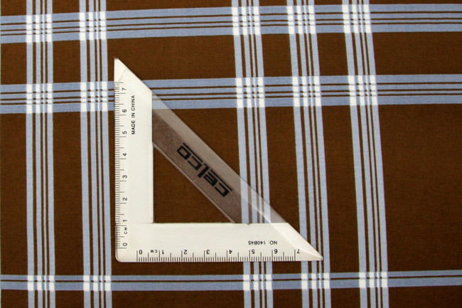 Blue Tartan Check on Brown Printed Cotton