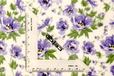 Old Fashioned Purple Roses on Off White Printed Chiffon