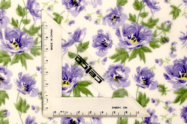 Old Fashioned Purple Roses on Off White Printed Chiffon
