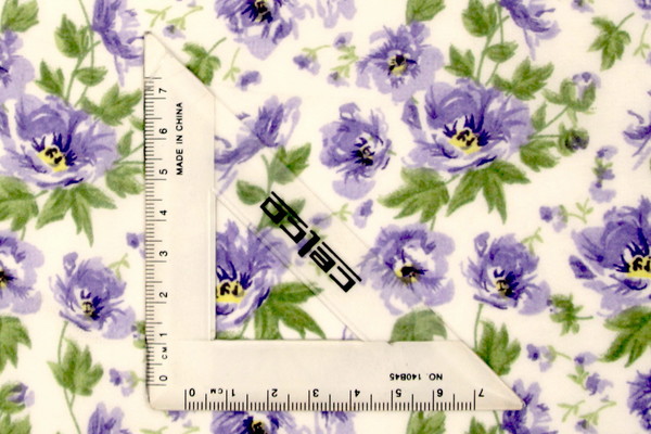 Old Fashioned Purple Roses on Off White Printed Chiffon