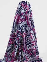 Pink & Purple Frangipani Pacific Island Cotton Dobby