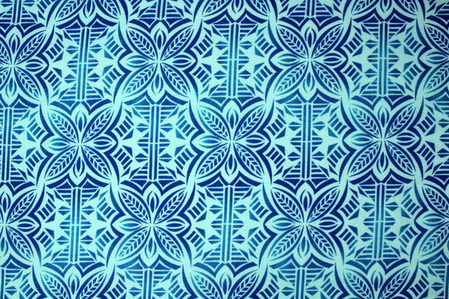 Blue Tones on Light Aqua Pasifika Dobby Cotton