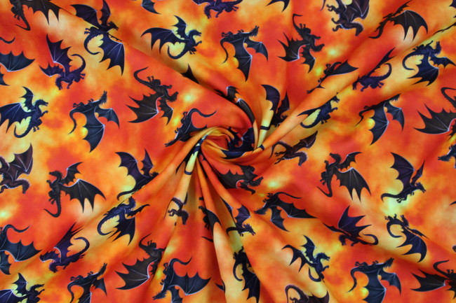 Fire & Fury Dragon Sunset Premium Printed Cotton