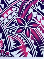 Pink & Purple Frangipani Pacific Island Cotton Dobby
