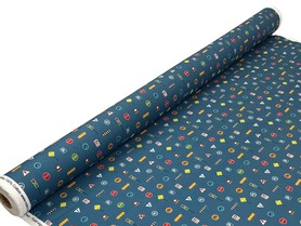 Traffic Signs on Blue Printed Cotton