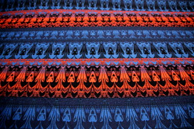 Oranges & Blues on Black Wool Blend