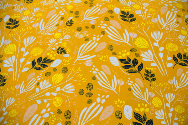 Sprig Flowers on Gold Cotton New Image