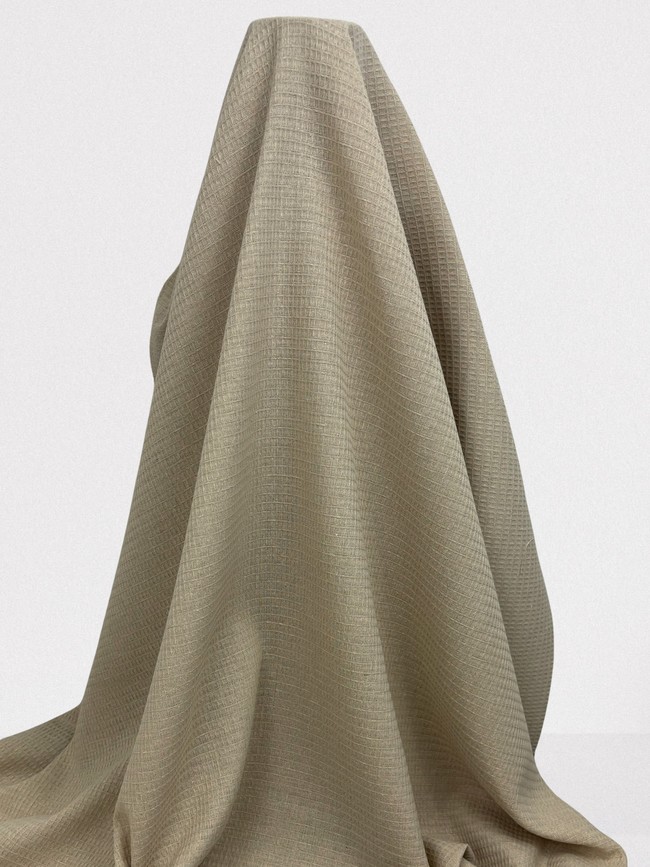 Light Sand Waffle Weave Textured Linen Cotton Blend