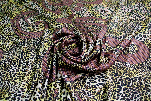 Flourishes on Leopard Printed Silky-Feel Polyester