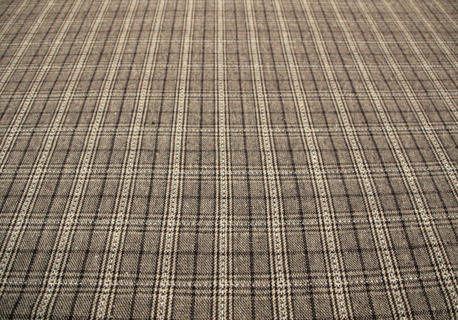 Creamy Brown Checked Wool Blend New Image