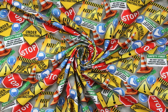 Construction Zone Signs Premium Printed Cotton