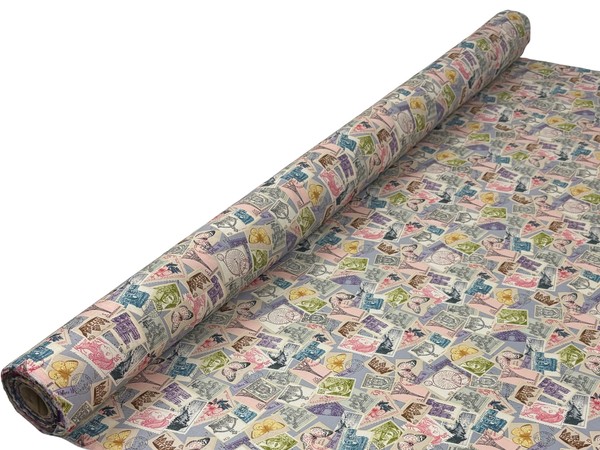 Vintage Stamps Printed Cotton