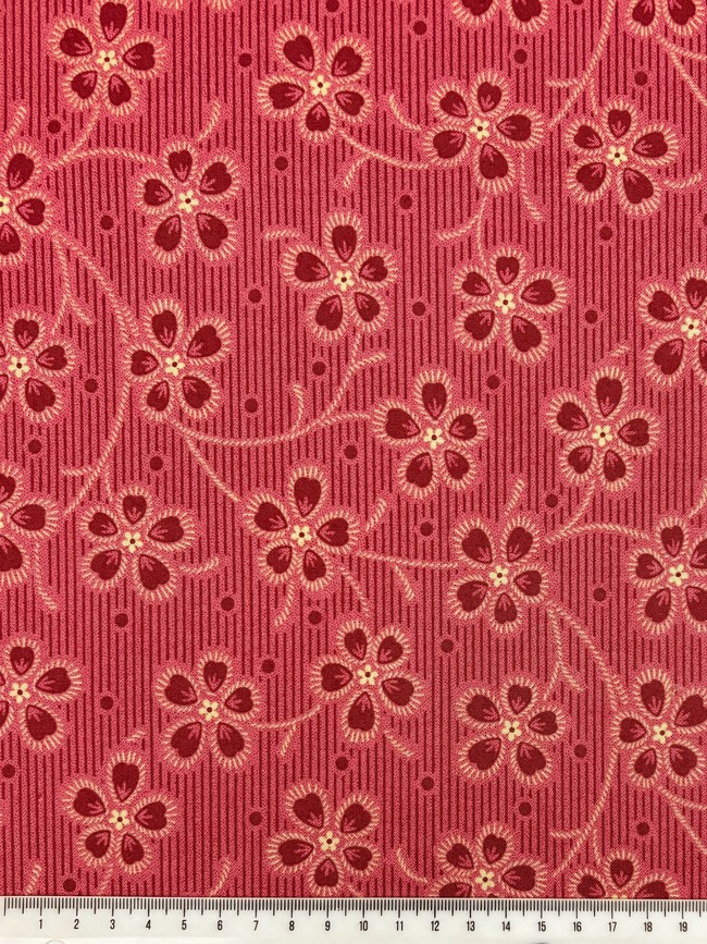 Stripped Flowers on Rose Printed Cotton