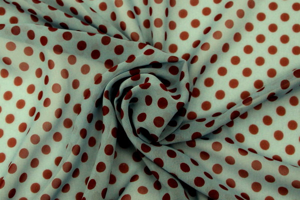 Wedgewood Blue with Brick Spots Printed Chiffon