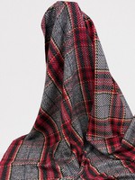 Red, Black & Multi Tones Houndstooth Plaid Wool Blend