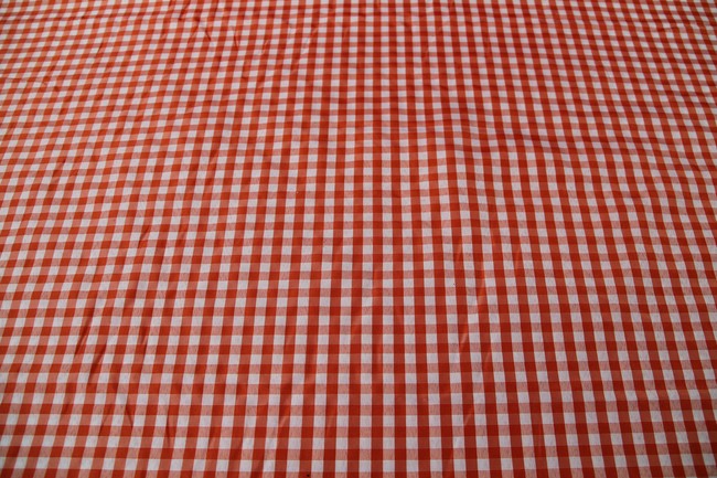 Orange & White Gingham Polyester