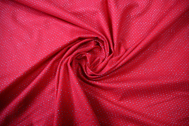 Dotted Dashes on Red Printed Cotton
