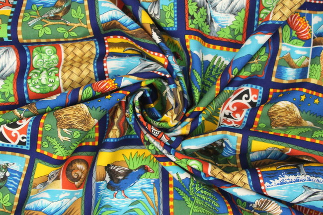 NZ Natives Multi Panel Kiwiana Cotton