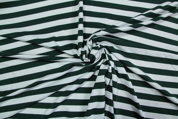 Bottle Green & White Striped Cotton Lycra