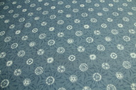 White "Sun-Print" on Dusky Blue Premium Cotton