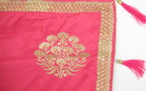 Bright Reddish Pink Embroidered Saree with Tassels