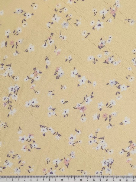 * SPECIAL * Mini Flowers on Buttermilk Crinkle Rayon