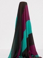 Chocolate, Mint & Burgundy Striped Chiffon