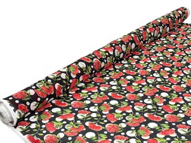 Spot the Pohutukawa On Black Crinkled Georgette