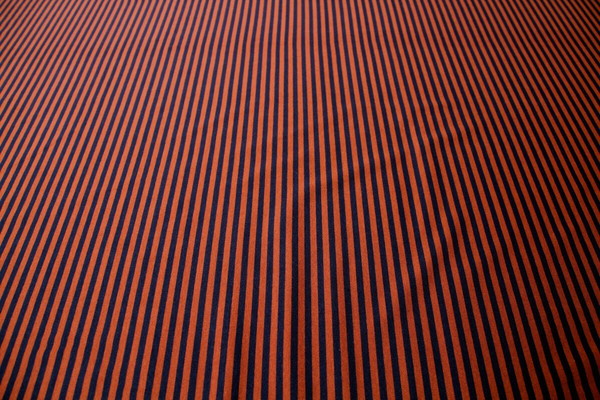 Mini Stripe Cotton Lycra Knit - Copper & Navy Stripe
