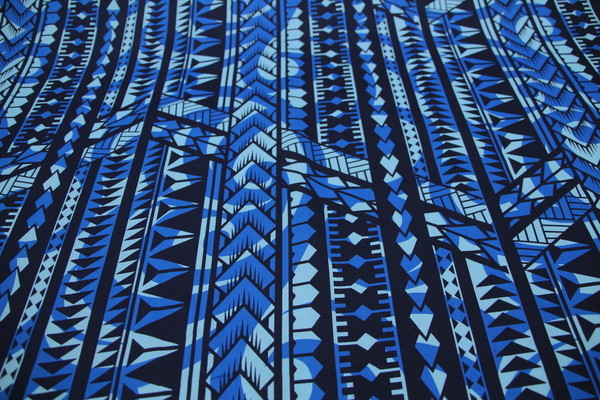 Navy, Royal & Pale Blue Samoan Style Printed Cotton