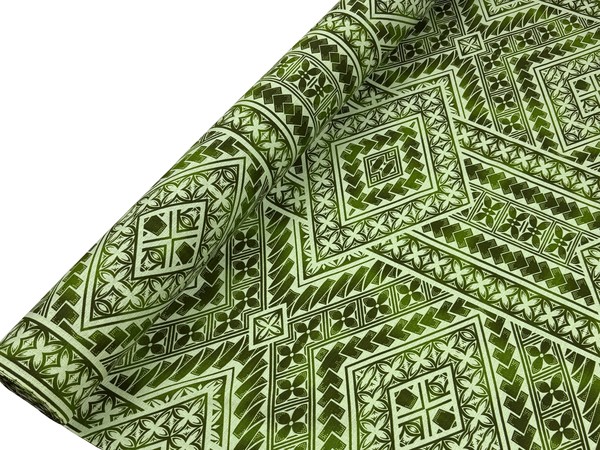 Greens on Pale Green Pacific Island Cotton Dobby