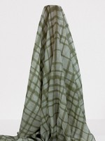 Sage 'Water-Colour" Grid Sheer