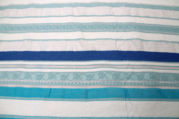 Elegant Jacquard Striped Cotton Blend in Blue & White Tones