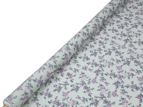 * SPECIAL * Country Flowers on Soft Sage Crinkle Rayon