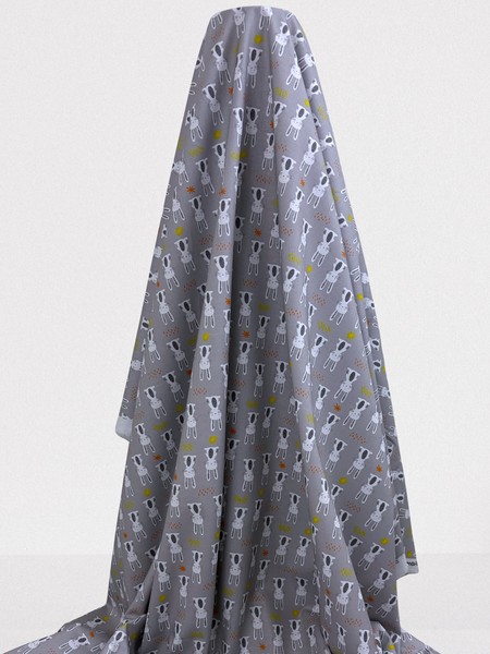 Bunnies on Silver Printed Cotton